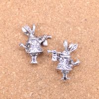 Wholesale 19pcs Antique Silver Bronze Plated D horn bunny rabbit Charms Pendant DIY Necklace Bracelet Bangle Findings mm