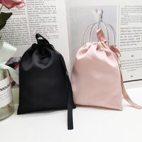 Wholesale Jewelry Pouches Bags Drawstring Gift Silk Black Pink Cosmetic Pouches Custom Personalized Logo Wedding Party Candy Sack Favor Bag