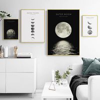 Wholesale Paintings Black And White Moon Canvas Minimalist Posters Prints Modern Nordic Decoration Room House Wall Art Pictures