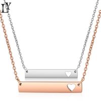 Wholesale New Love Heart Bar Necklace Fashion Gold Solid Blank Bar Pendant Necklace Stainless Steel Necklaces Engraving Jewelry DIY Q2