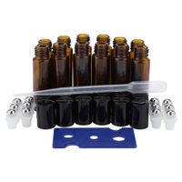 Wholesale 12pcs set Mini Amber Empty Container Glass Roller Balls Bottles ml Essential Oil Opener Perfume Storage Bottles With Droppers
