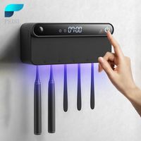 Wholesale UV Toothbrush Holder Sanitizer Sterilizer Toothpaste Squeezer Dispenser LED Displayed Timming Disinfection Bathroom Accessories Set