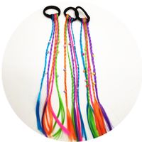 Wholesale Girls Colorful Wig Ponytail Hair Ornament Wig Headband Rubber Bands Elastic Hair Bands Headwear Kids Twist Braid Rope Q2