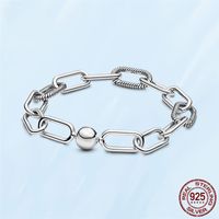 Wholesale Fashion Sterling Silver Bracelets For Women DIY Fit Pandora Beads Charms Slender Link Bracelet Fine Jewelry Lady Gift With Original Box