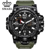 Wholesale Brand Mens Sports Watches Dual Display Green Digital LED Electronic Quartz Wristwatches Waterproof Army Military Watch
