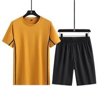Wholesale Men s Tracksuits Summer Tracksuit Men Two Piece Set Solid T Shirts And Shorts Mens Clothes Casual Black Sport Wear Jogging Homme Oversized M