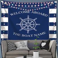 Wholesale Tapestries Silstar Tex Tapestry Fabric Blue Navy Style Customized Name Boho Decor Home Wall Hanging Stripe Large Size