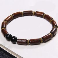 Wholesale Vintage Wood Tube Bracelet Natural Stone Round Beads Charm Lava Agates Male Classic Unique For Men Jewelry Gift Beaded Strands