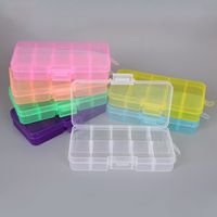 Wholesale 10 cells plastic storage compartment adjustable container for beads earring findings diy jewelry rectangle box case