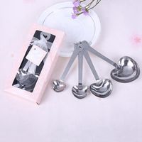 Wholesale Stainless Steel Heart Shaped Measuring Spoons Set Wedding Favors LOVE New set For Each Gift Box sets RRA2744
