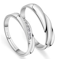 Wholesale Open Adjustable Band Rings Engagement Wedding Silver Diamond Couple Ring for Women Men Fashion Jewelry