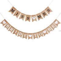 Wholesale 2pcs Burlap Flags Banner MISS T O MRS Bride to Be Banners Bridal Shower Rustic Bunting Garland for Wedding Party Decorations NHF10281