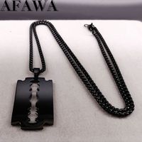 Wholesale Necklaces Pendants Fashion Blade Stainless Steel Men Jewerly Black Color Gothic Jewelry Collier Homme N423s01