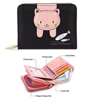Wholesale Wallets Women Cute Animal Print PU Leather Small Mini Wallet Holder Zip Card Key Coin Purse Clutch Portable