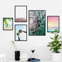 Wholesale Paintings Modern Nordic Posters Hawaii Beach Ocean Fish Coconut Tree Seascape A4 Prints Canvas Wall Art Pictures Room Home Decor