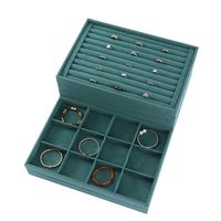 Wholesale Jewelry Pouches Bags Green Velvet Display Tray Ring Bracelet Necklace Pendant Earring Organizer Storage For Drawer