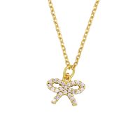 Wholesale Gold Micro Pave Heart Necklac For Women CZ Bow Knot Pendant Necklac Cubic Zirconia Statement Jewelry