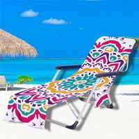 Wholesale newBeach Chair Cover Mandala Pattern Pool Lounge Chaise Towel Sun Lounges Covers with Side Storage Pockets EWA4513