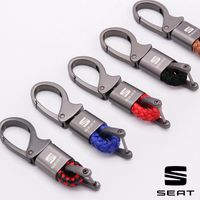 Wholesale 1pcs For Seat Leon SC Cupra f Ibiza FR lAltea Car Metal Leather Keychain Braided Rope Key Ring Accessories Keychains