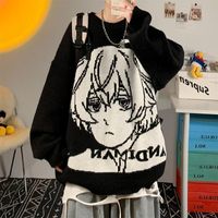Wholesale Women s Sweaters Japanese Cartoon Female Knitted Gothic Sweater Loose Retro Wind Jacket Woman Lazy Oaf Fashion Winter