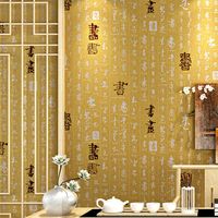 Wholesale Wallpapers Living Room Study Tea House Class Background WallpaperClassical Chinese Calligraphy And Painting Vintage UniqueWallpaper
