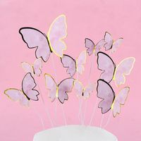 Wholesale Other Event Party Supplies set Purple Pink Butterfly Cake Decoration Happy Birthday Topper Handmade Painted For Wedding Baby Shower