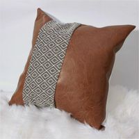 Wholesale Cushion Decorative Pillow Faux Leather And Cotton Decorative Throw Covers For Couch Bed Sofa Modern Home Decor Living Room Cushion Case