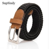 Wholesale Belts SupSindy Fashion Men Women Jeans Canvas Plain Webbing Metal Pin Buckle Nylon Woven Stretch Elastic Belt