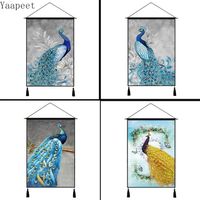 Wholesale Tapestries Peacock Series Wall Tapestry Home Decoration Background Cloth Meter Box Cover Cotton Linen Art Painting Fun Hanging