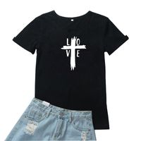 Wholesale Women s T Shirt Love Ten Women Simple Black And Red Letters Graphic Tee Short Sleeve Tops Tshirt Harajuku T Shirts
