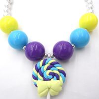 Wholesale Pendant Necklaces Arrival Kids Girls Lovely Candy Bowknot Lollipop Necklace Chunky Bubblegum Infants Baby Gift Jewelry