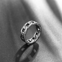 Wholesale Antique Silver Color Stainless Steel mm Punk Vintage Rings for Men Cuban Link Chain Male Boy Finger Ring Accessory