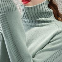 Wholesale Women s Natural Wool Sweater Winter Warm Knitted Turtleneck Full Sleeves Short Casual Female Split Tops Back Buttons Sweaters
