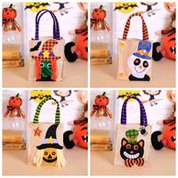 Wholesale Gift Wrap Halloween Bag Party Decoration Storage Bags Home Children Handbag Pumpkin Terror Tools Cartoons Linen witch Black Cat Candy ZXFHP0127
