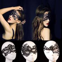 Wholesale 1pc Black Cutout Lace Mask Cool Flower Eye for Masquerade Party Fancy Dr Costume Halloween Decor