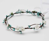 Wholesale 6pcs New arrival dainty delicate white rose and baby blue pip berries flower crown headband floral circle hair accessories Q0812