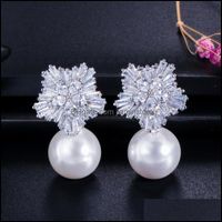 Wholesale Dangle Chandelier Earrings Jewelry Fashion Snowflake Crystal Red Pearl Nacklace Elegant Women Wedding For Bridal Drop Delivery Jhf