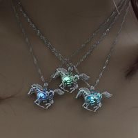Wholesale Horse Luminous Pendant Fluorescence Necklace Women Birthday Gift Glow In The Dark Yellow Blue Green Three Color Necklaces