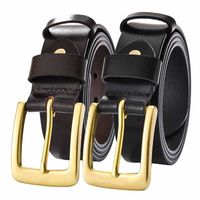 Wholesale Head pure copper pin buckle leisure young and middle aged trousers men s leather belt