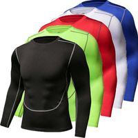 Wholesale Sports Long Sleeved Mens Stretch Sports Top Breathable Quick Drying T shirt Cycling Basketball Running Training Base Tights Soccer Jersey