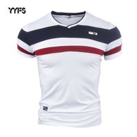 Wholesale Men Short Sleeve T Shirts Summer Pure Cotton Vintage Patchwork Tees V Neck Tshirt M XL