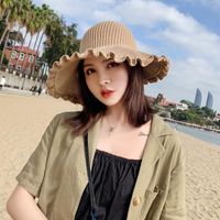 Wholesale bucket hat Lace knitted open top women s sun shade summer fisherman s folding breathable fashion straw