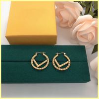 Wholesale Fashion Earings Women Men Fashion Jewelry Designer Accessories Womens Luxurys Designers Stud Letter F Hoop Gold Earring Necklaces R