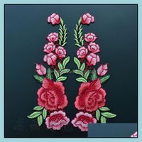 Wholesale Fabric Clothing Apparel Beautif Rose Flower Floral Collar Sew Patch Applique Badge Embroidered Bust Dress Handmade Craft Ornament Sticker Sk
