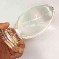 Wholesale NXY Anal toys mm Large Huge Glass Anal Sex Toys For Women Men Crystal Butt Plug Health Massager Prostate Stimulation Products