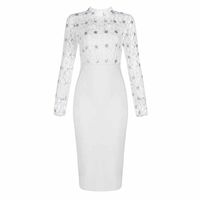 Wholesale Casual Dresses ERDAOBEN High Quality Girl Sexy Lace Bodycon Winter Cocktail Ladies Party Pencil Midi Dress Bandage Women H5520