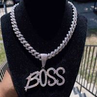 Wholesale wholale Bling cubic zirconia cuban chain plated white gold jewelry Customized personalized name women diamond jewelry necklace