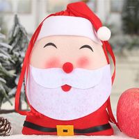Wholesale Christmas Decorations Cartoon Drawstring Gift Bag Fabric Beam Mouth Candy Storage Holiday Party