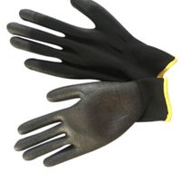 Wholesale Disposable Gloves PU Coated Work Black Green Nylon Knitted Builders Grips S M L Size For Palm Protection