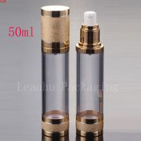Wholesale 50ml x empty airless pump cosmetic lotion cream bottles g gold vacuum metal containers pump travel aluminum bottlegood qty